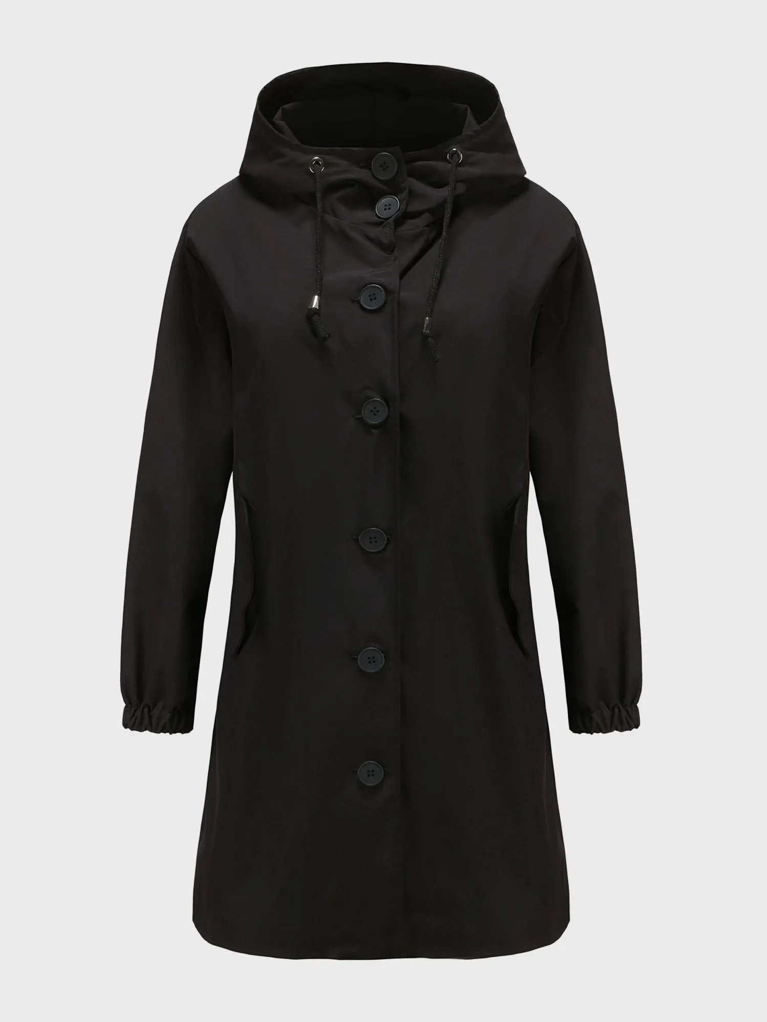 Midsize Casual Waterproof Long Hooded Windbreaker Midi Jacket