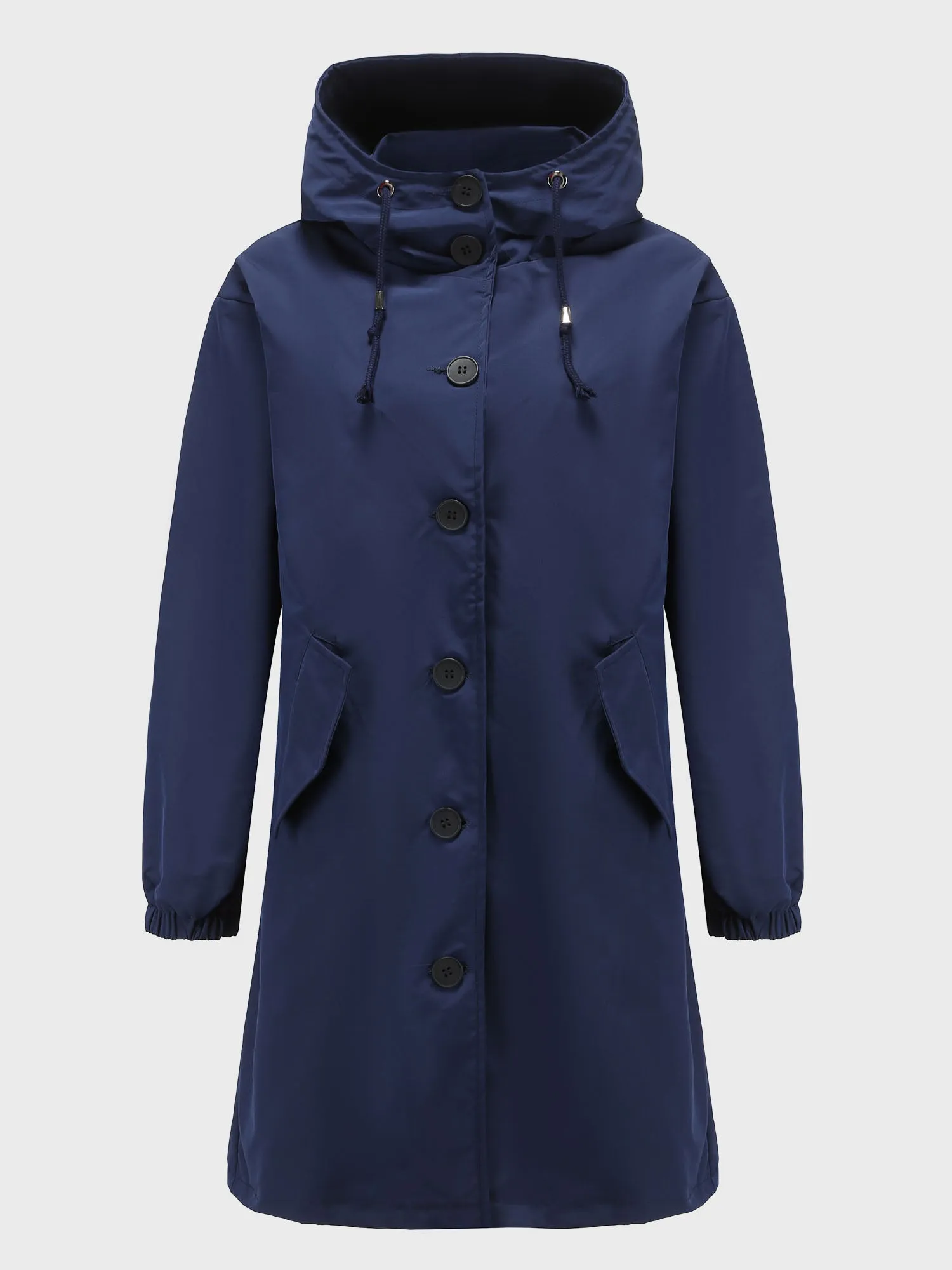 Midsize Casual Waterproof Long Hooded Windbreaker Midi Jacket