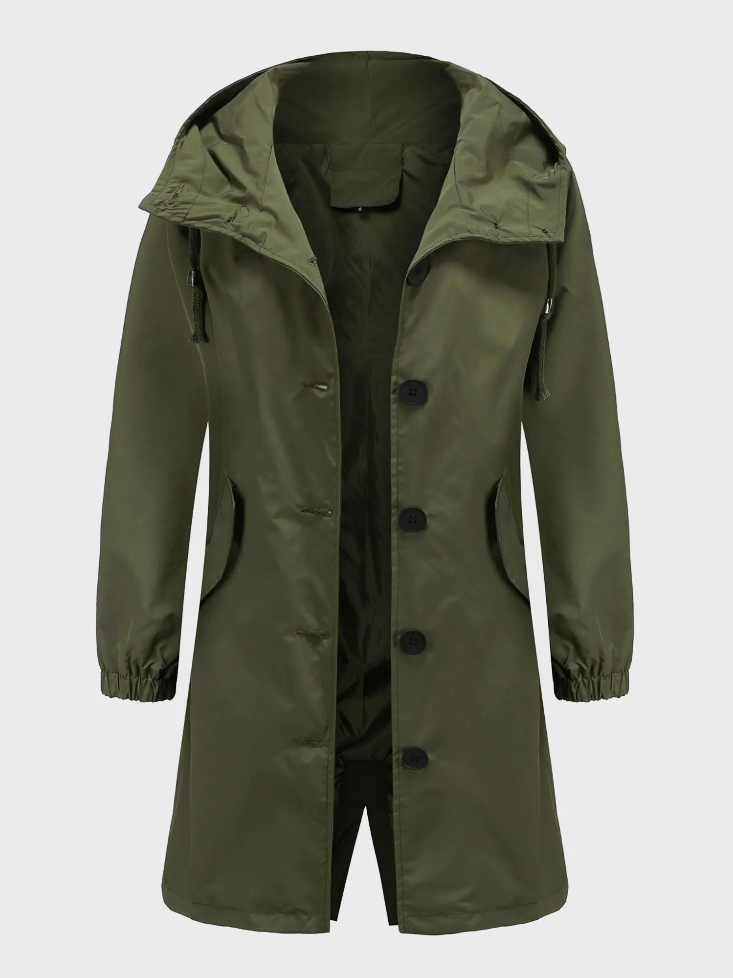 Midsize Casual Waterproof Long Hooded Windbreaker Midi Jacket