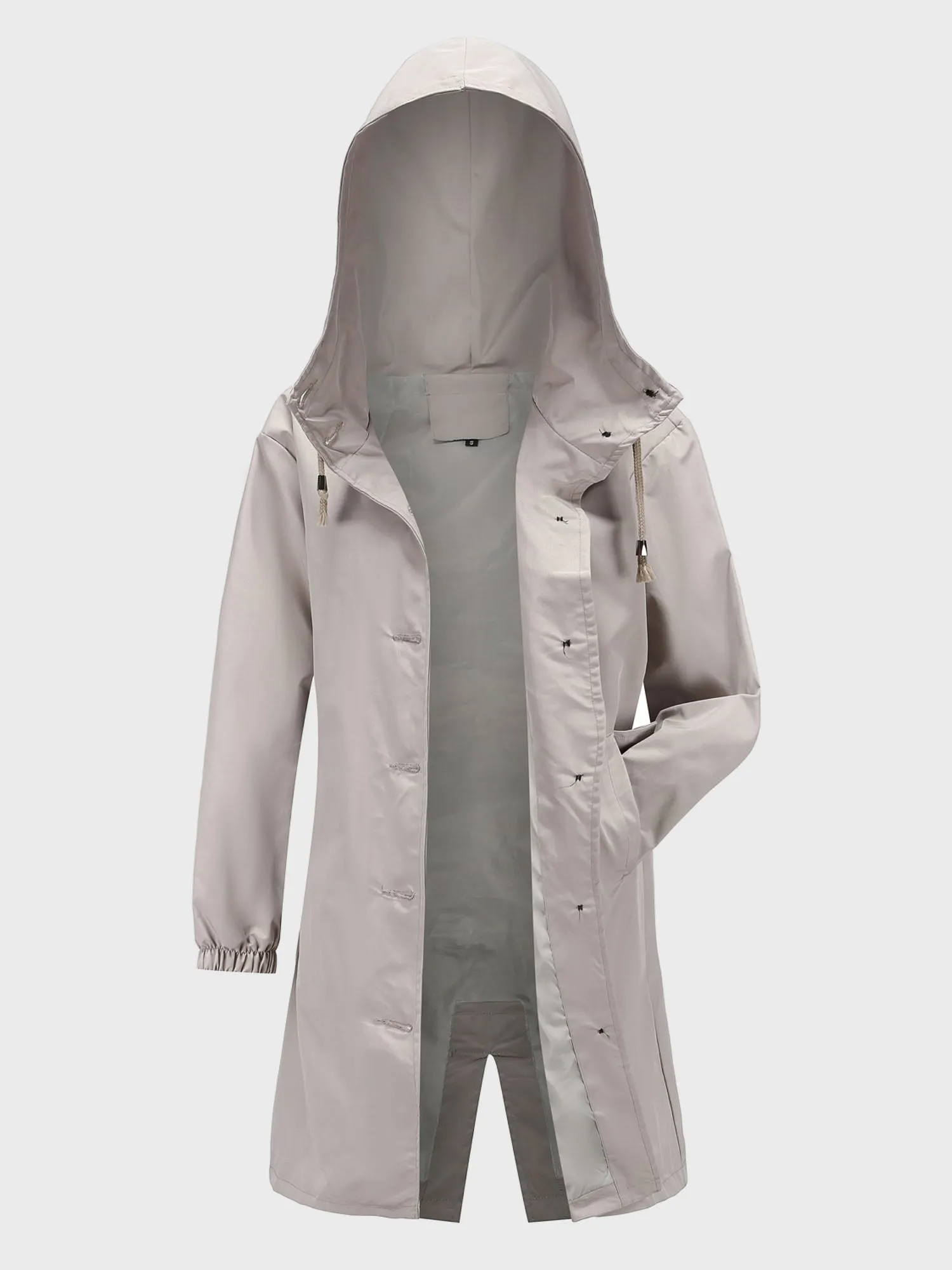 Midsize Casual Waterproof Long Hooded Windbreaker Midi Jacket