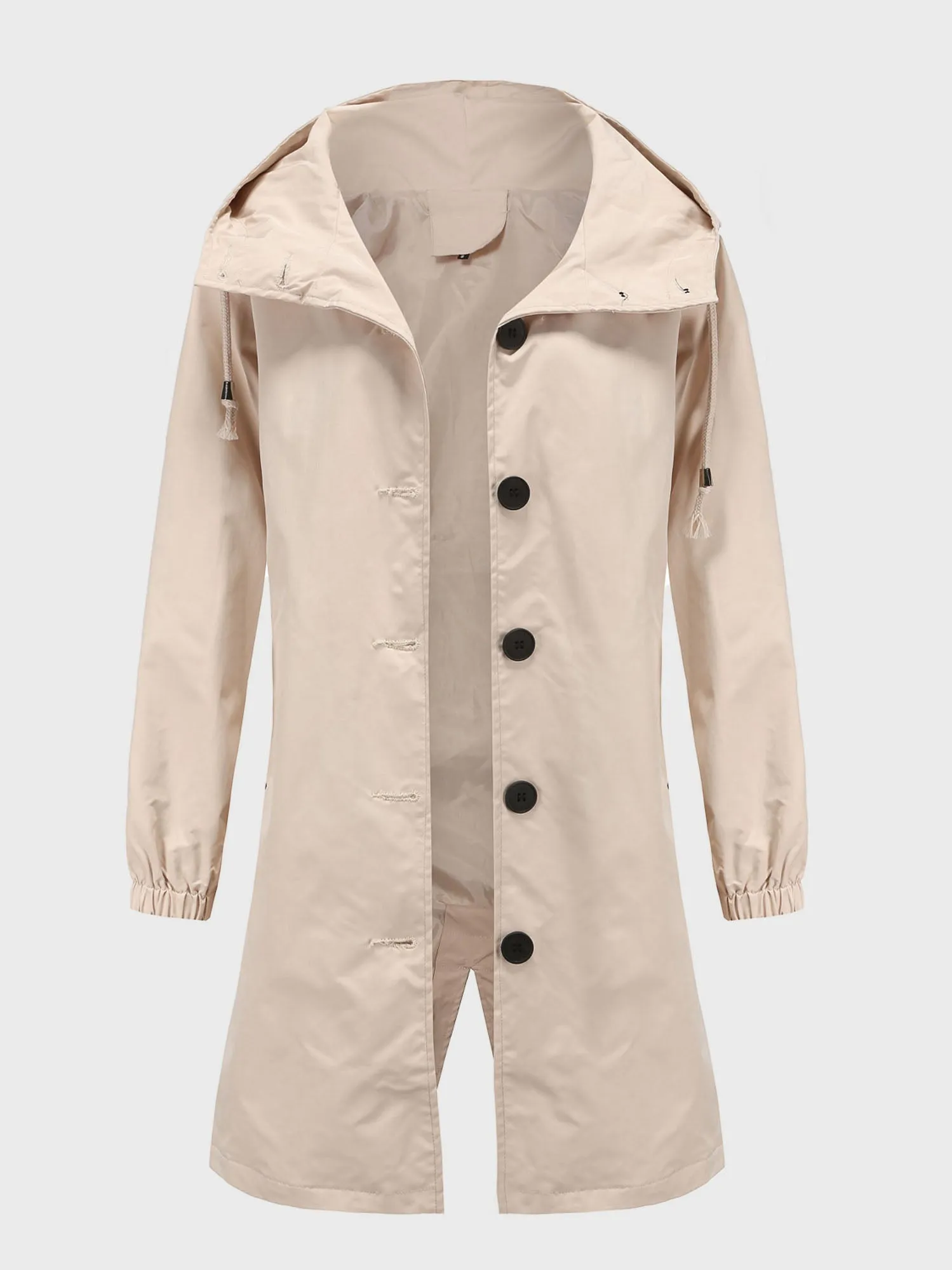 Midsize Casual Waterproof Long Hooded Windbreaker Midi Jacket