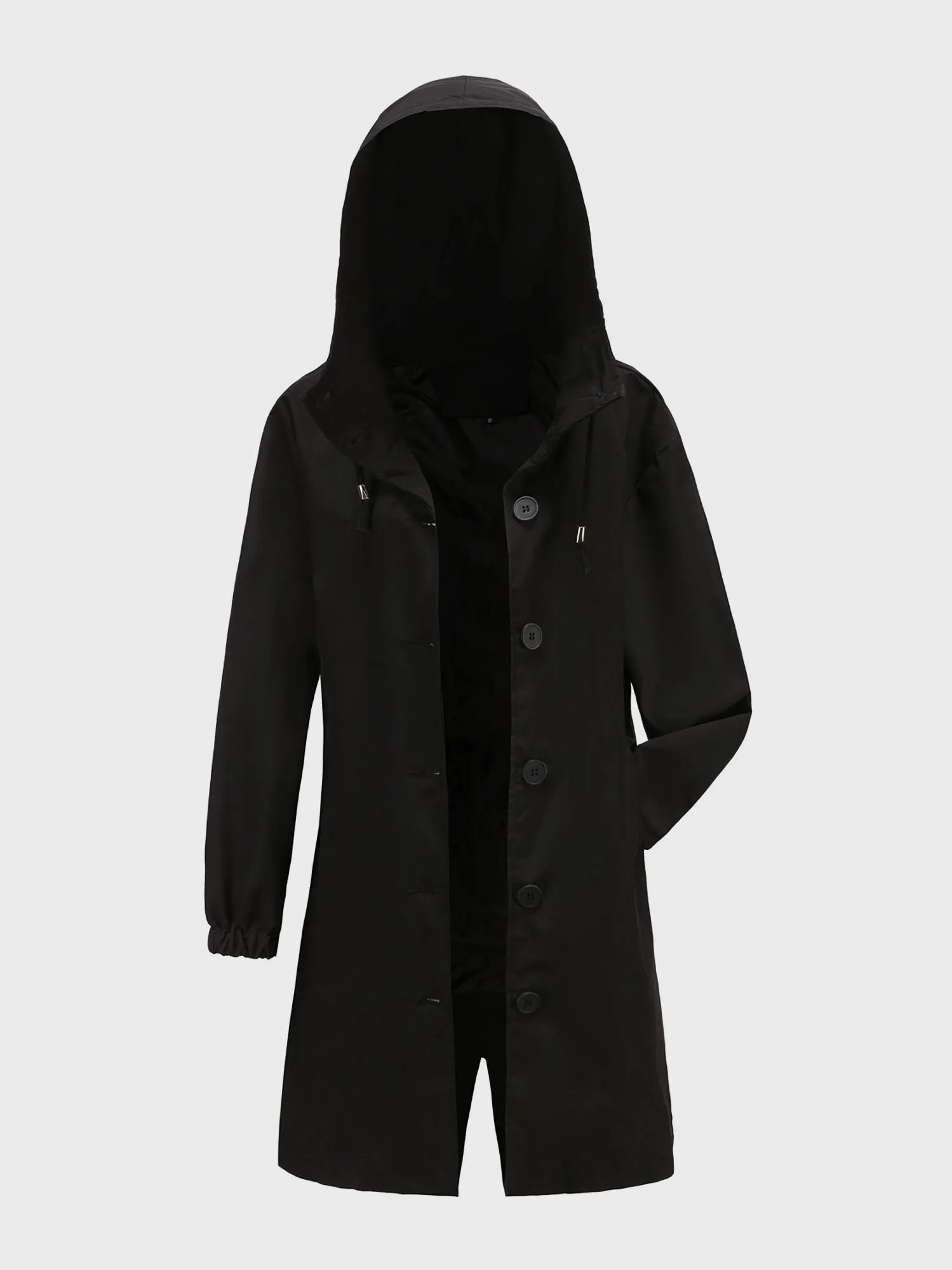 Midsize Casual Waterproof Long Hooded Windbreaker Midi Jacket