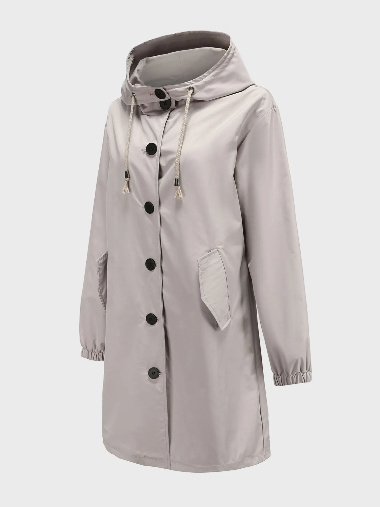 Midsize Casual Waterproof Long Hooded Windbreaker Midi Jacket