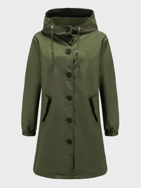 Midsize Casual Waterproof Long Hooded Windbreaker Midi Jacket