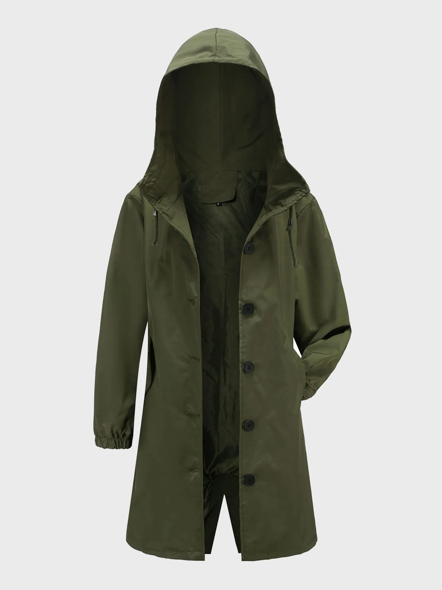 Midsize Casual Waterproof Long Hooded Windbreaker Midi Jacket