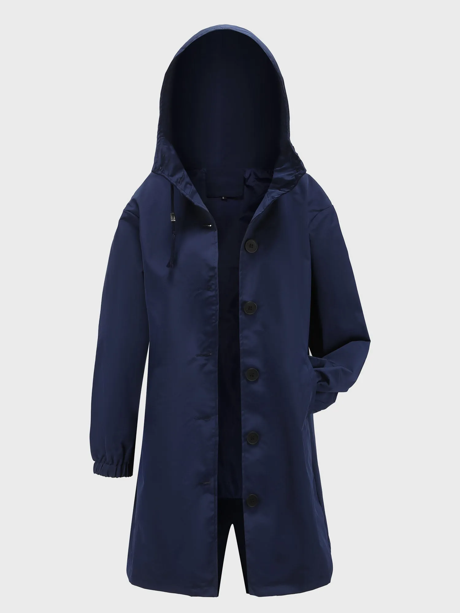 Midsize Casual Waterproof Long Hooded Windbreaker Midi Jacket
