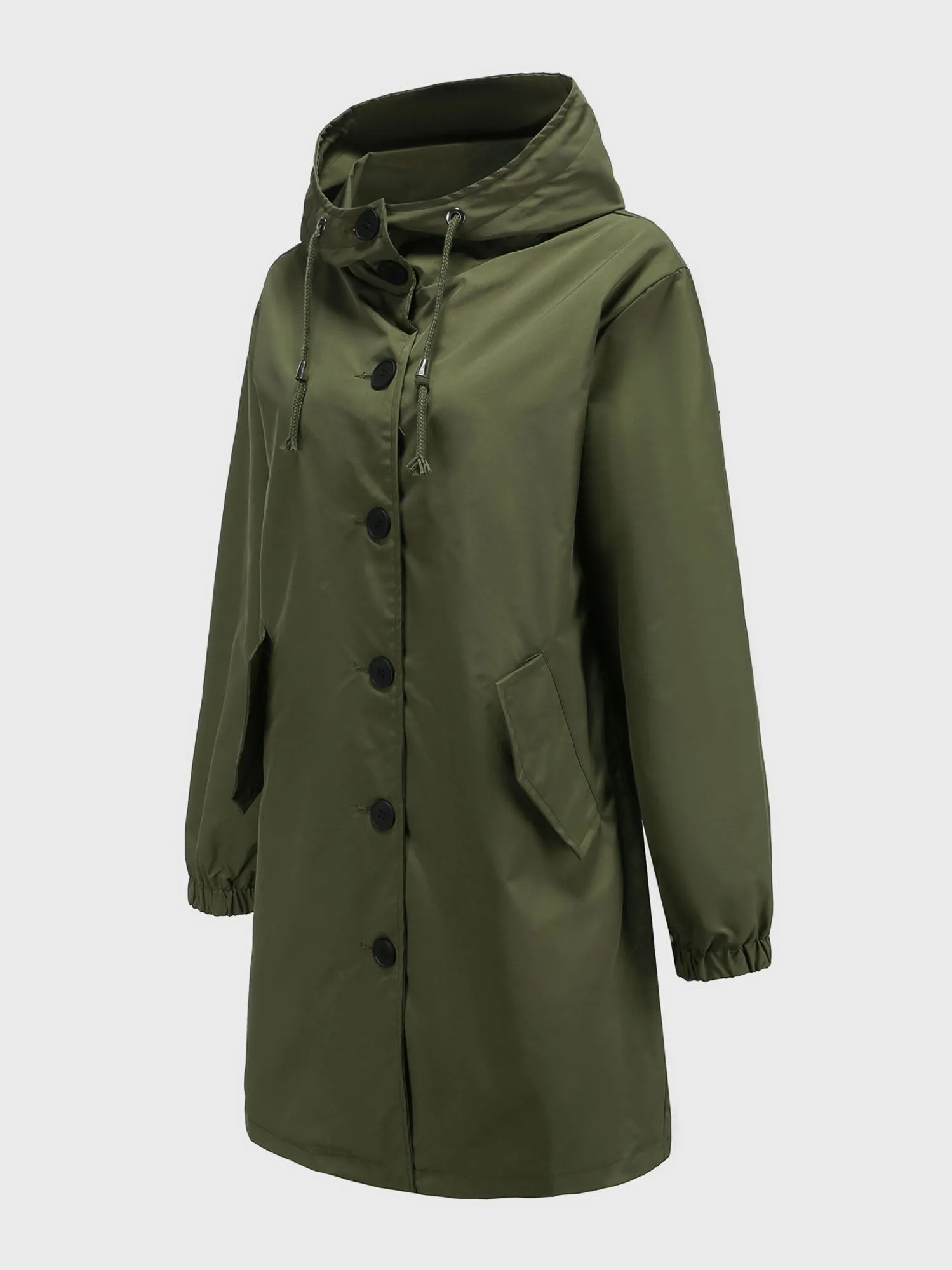 Midsize Casual Waterproof Long Hooded Windbreaker Midi Jacket