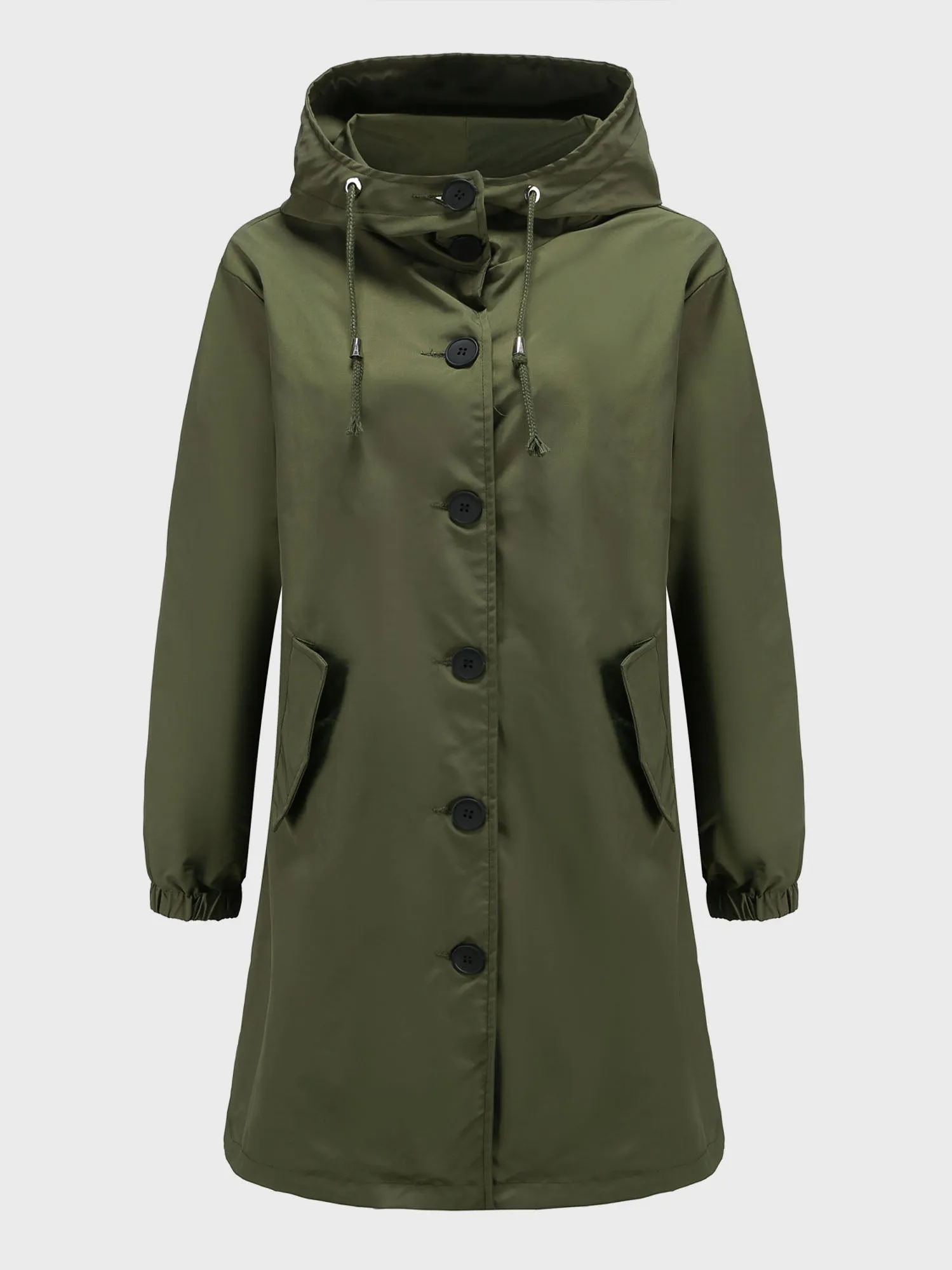 Midsize Casual Waterproof Long Hooded Windbreaker Midi Jacket