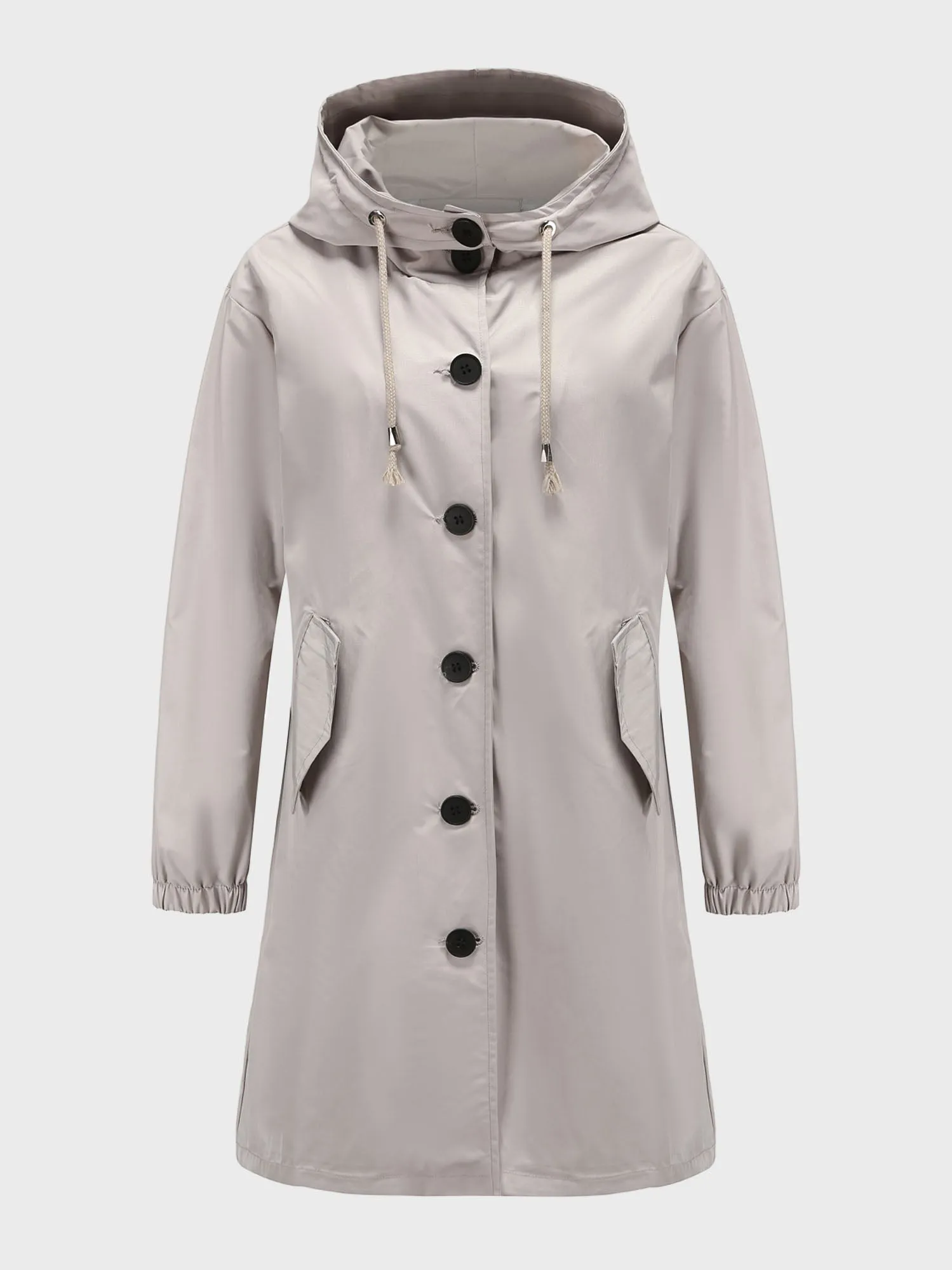 Midsize Casual Waterproof Long Hooded Windbreaker Midi Jacket