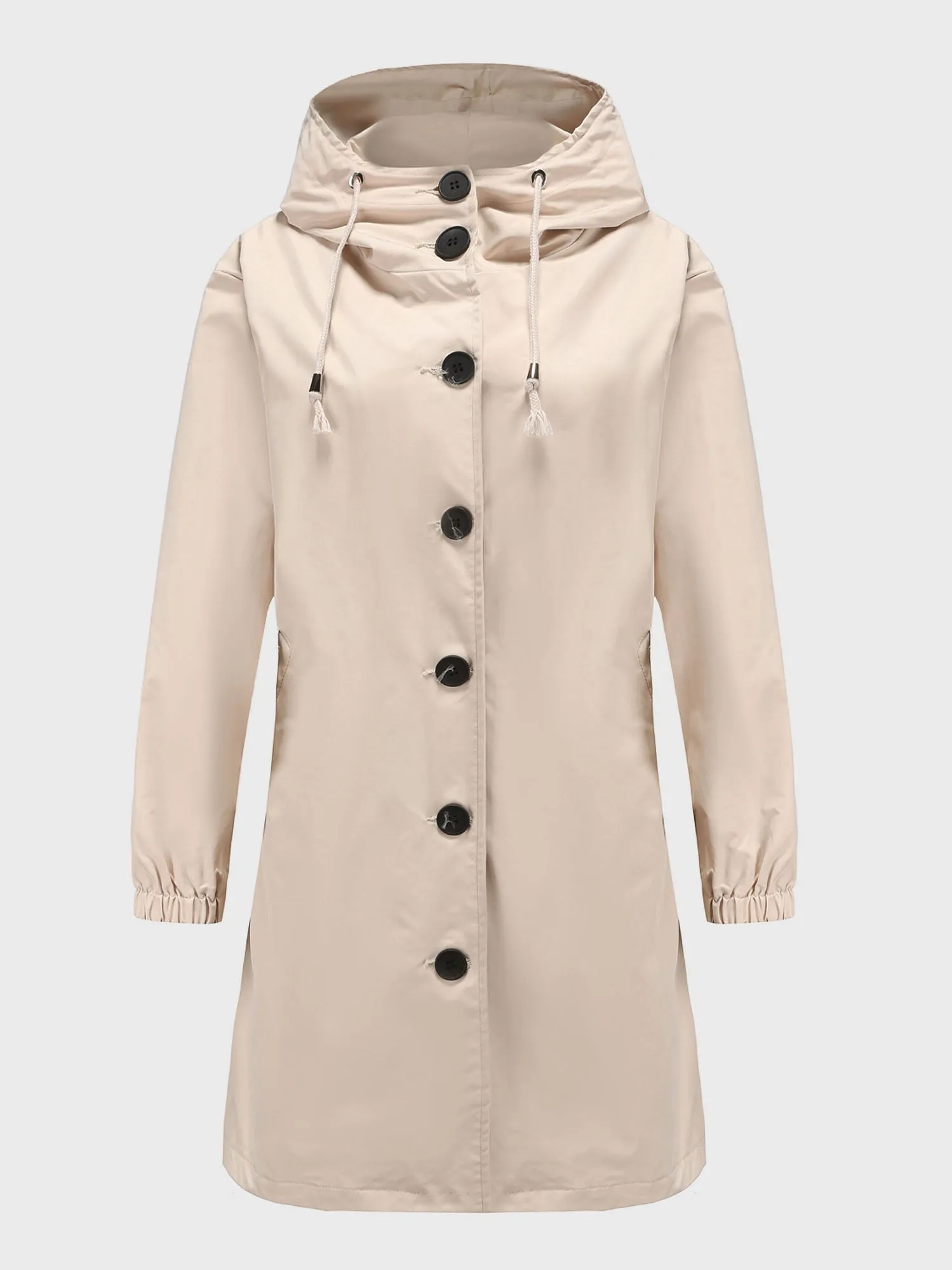 Midsize Casual Waterproof Long Hooded Windbreaker Midi Jacket