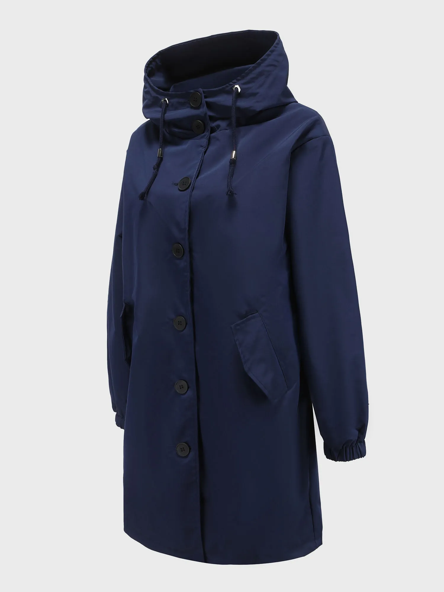 Midsize Casual Waterproof Long Hooded Windbreaker Midi Jacket