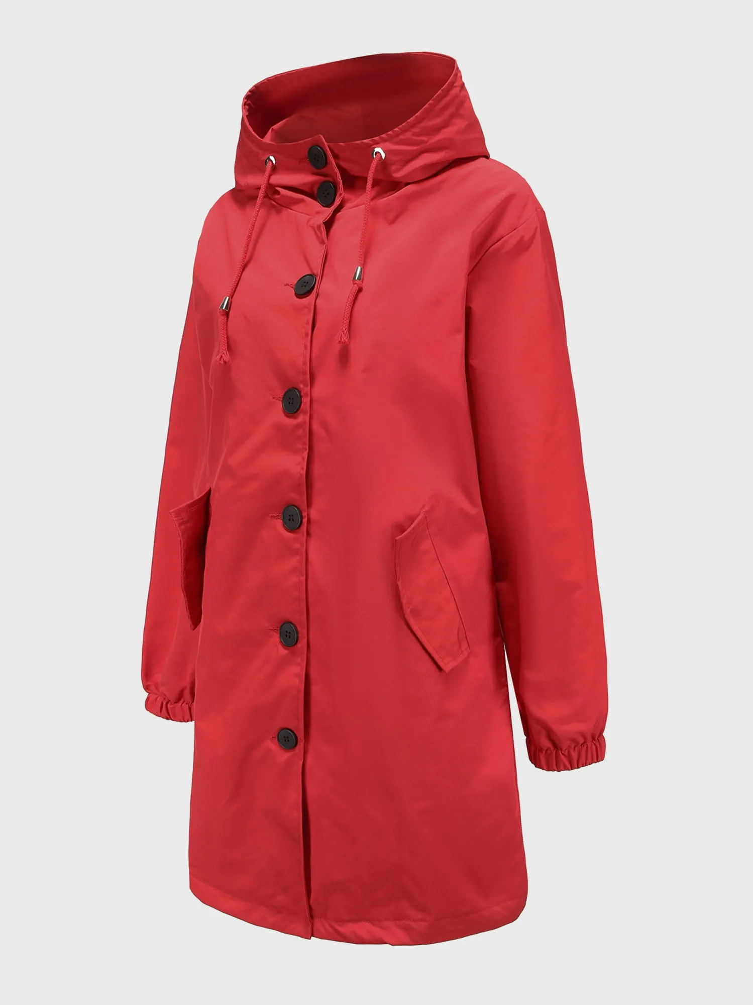 Midsize Casual Waterproof Long Hooded Windbreaker Midi Jacket