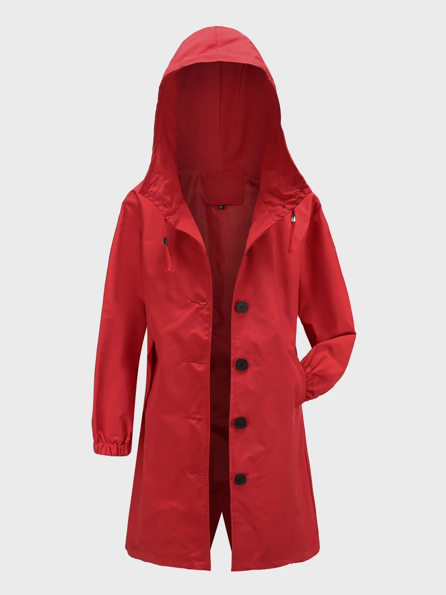 Midsize Casual Waterproof Long Hooded Windbreaker Midi Jacket