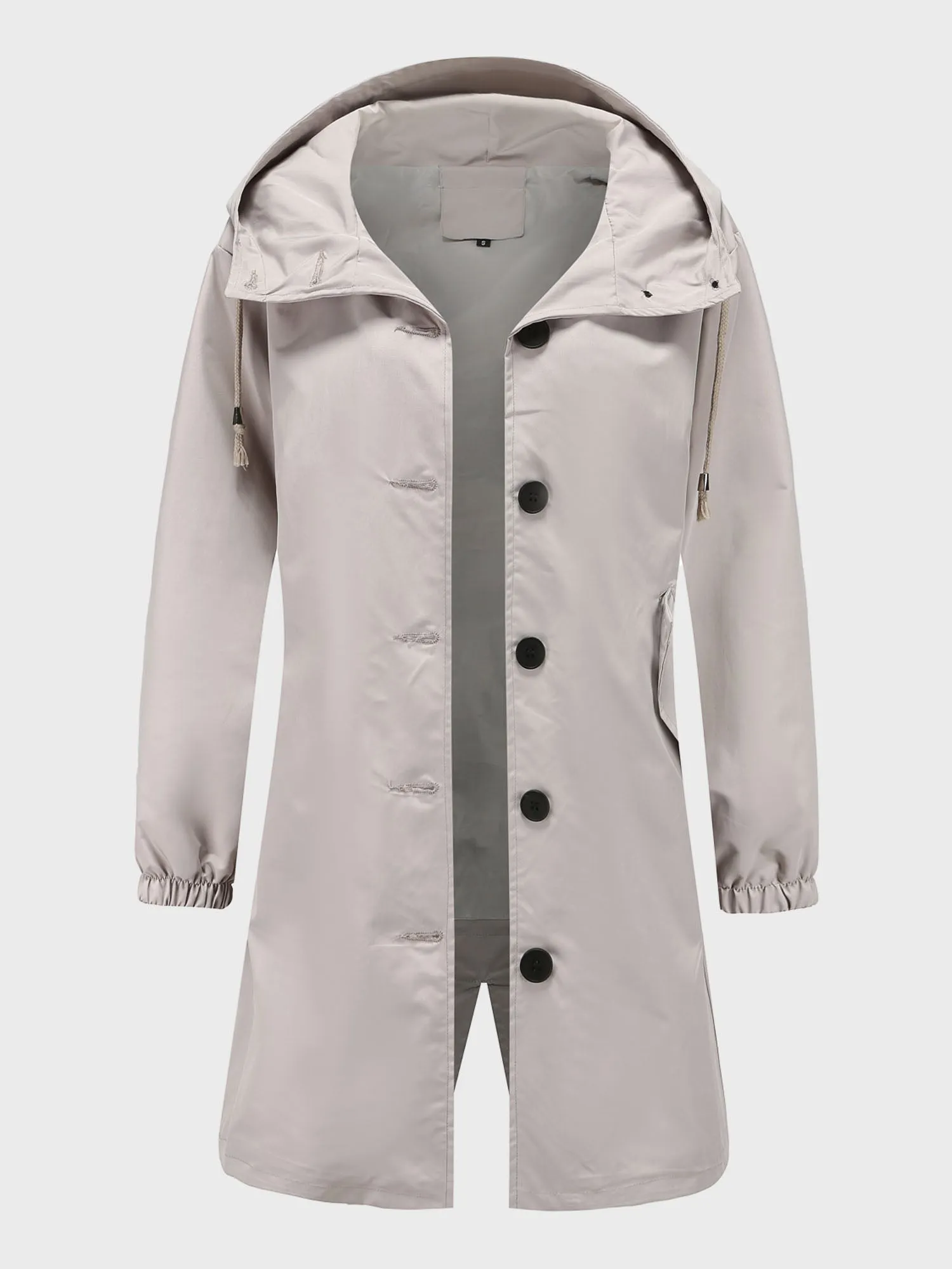 Midsize Casual Waterproof Long Hooded Windbreaker Midi Jacket