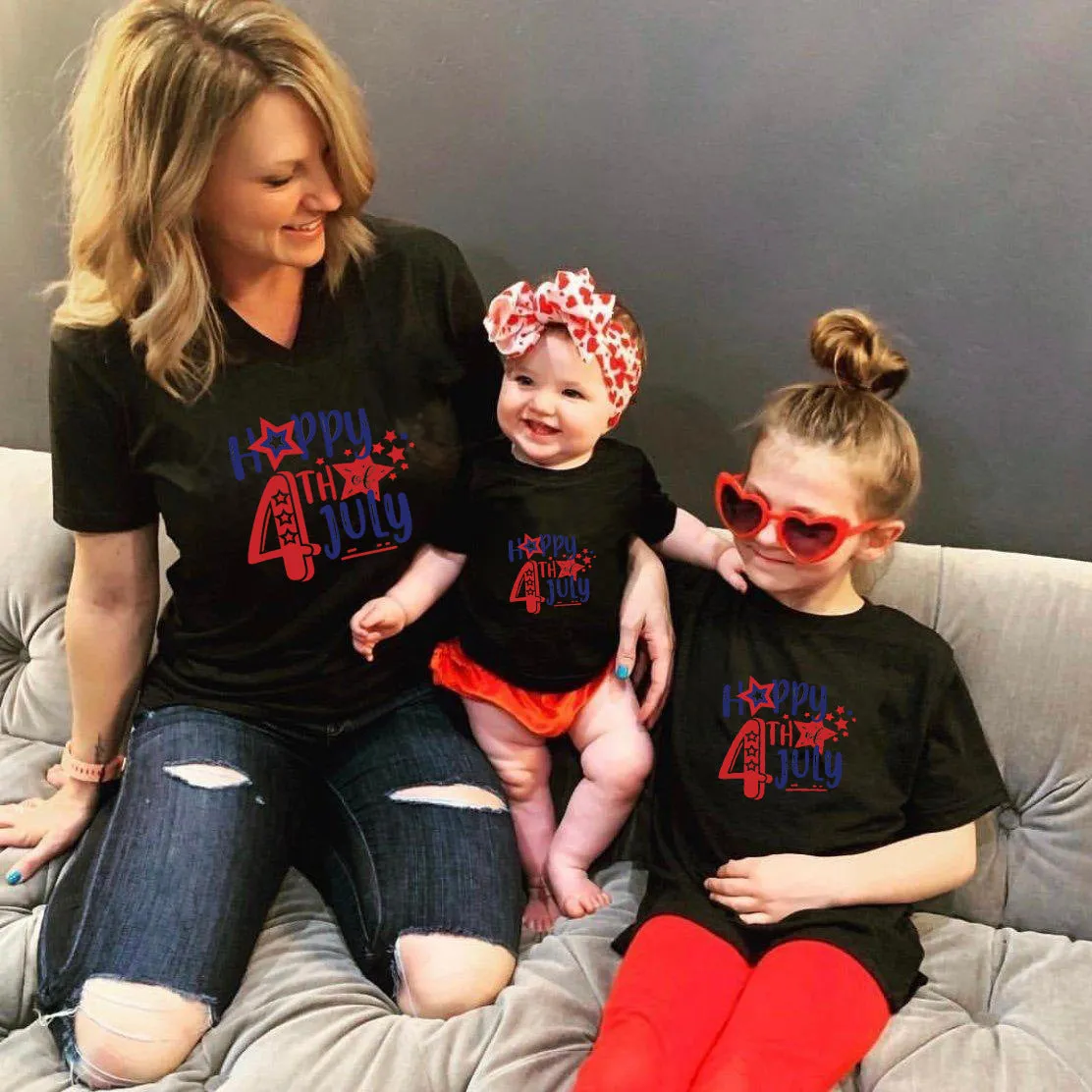 Mother and Me Independence Day Letter Short-sleeve T-shirts