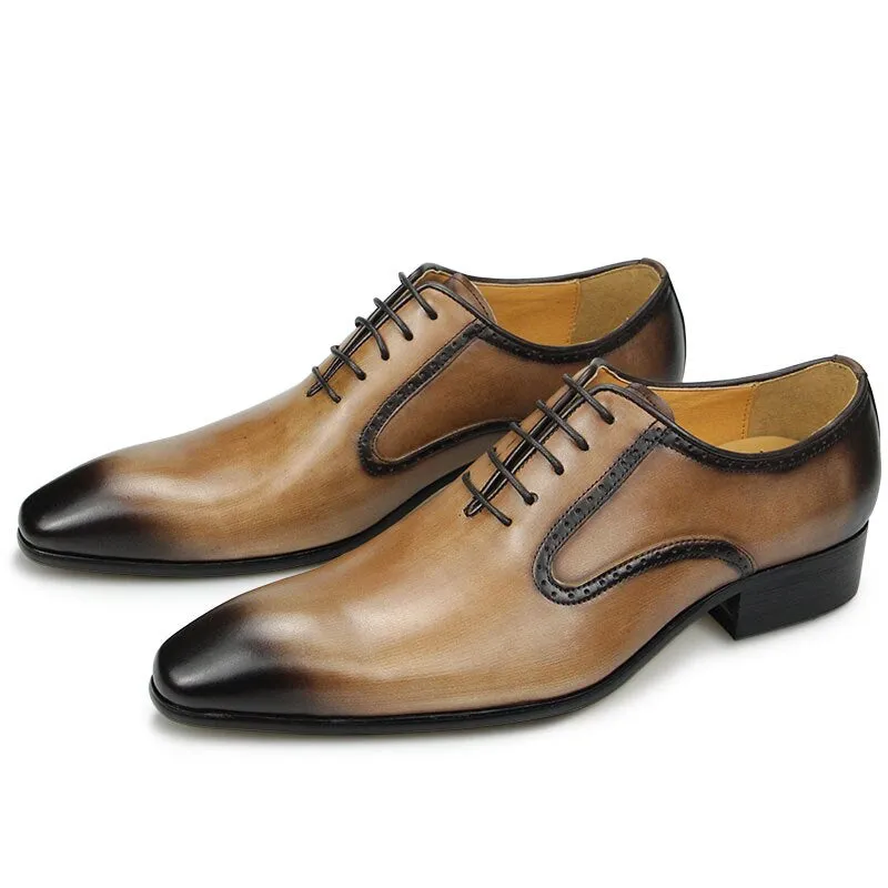 Mr. Genuine Leather Black Khaki Vintage Oxford