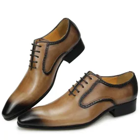 Mr. Genuine Leather Black Khaki Vintage Oxford