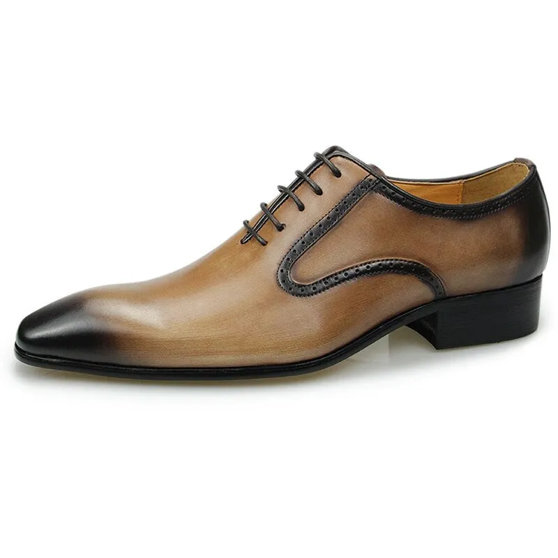 Mr. Genuine Leather Black Khaki Vintage Oxford