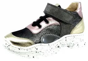 Naturino Girl's Axel Shoes, Laminato/Glitter Platino-Nero