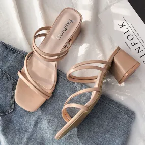 Open Toe Block Heels Sandals (multiple color options)