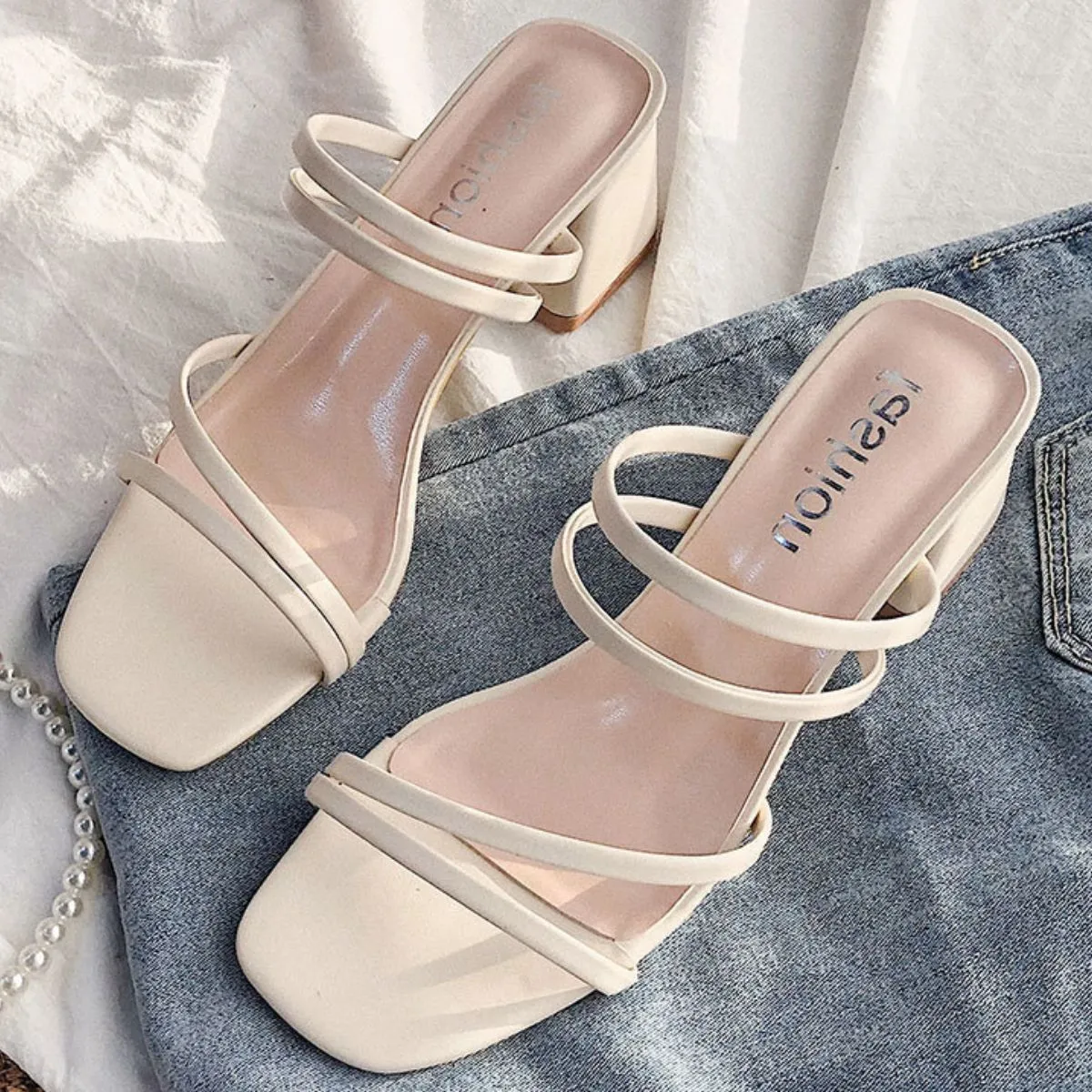 Open Toe Block Heels Sandals (multiple color options)