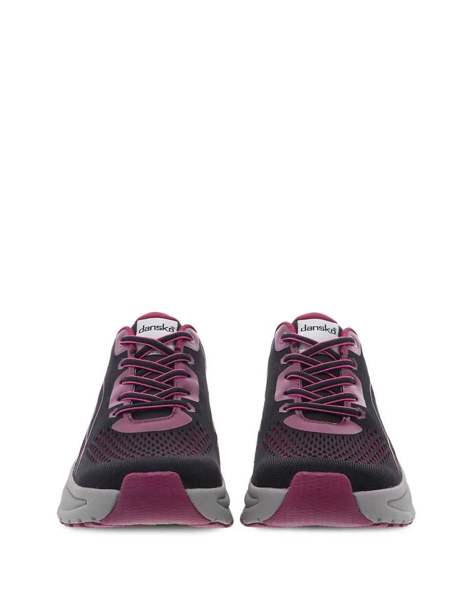 Pace Mesh Walking Shoe in Black/Berry