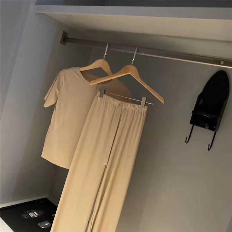 Pajamas Casual Sets Women Thin Trendy Plus Size Two-Piece Loungewear Sleepwear