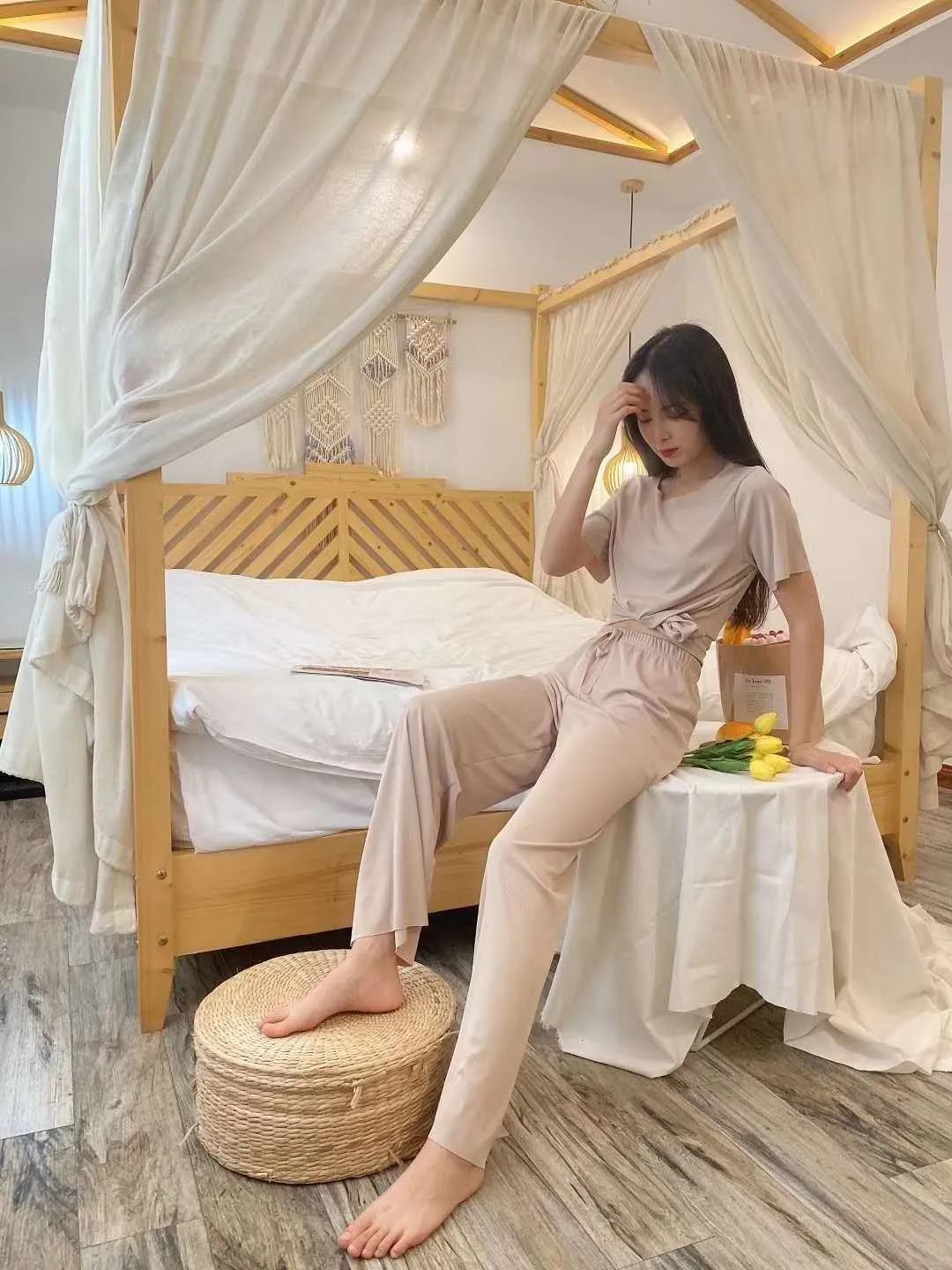 Pajamas Casual Sets Women Thin Trendy Plus Size Two-Piece Loungewear Sleepwear