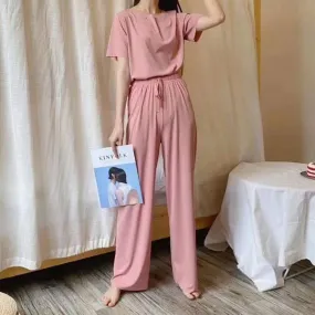 Pajamas Casual Sets Women Thin Trendy Plus Size Two-Piece Loungewear Sleepwear