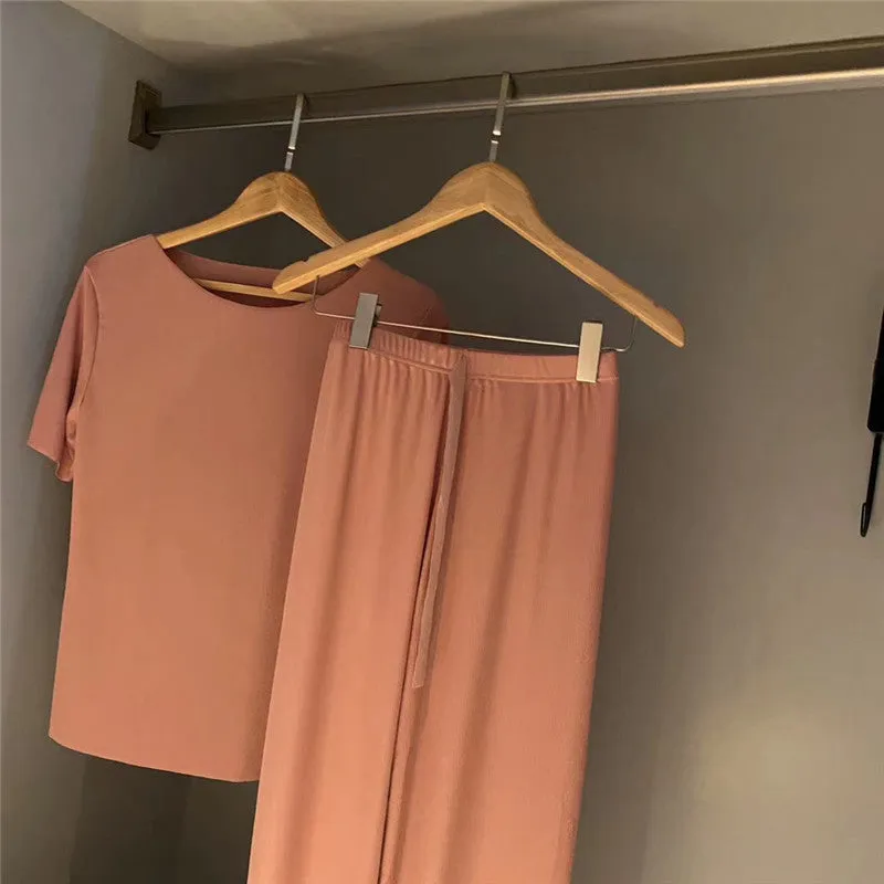 Pajamas Casual Sets Women Thin Trendy Plus Size Two-Piece Loungewear Sleepwear
