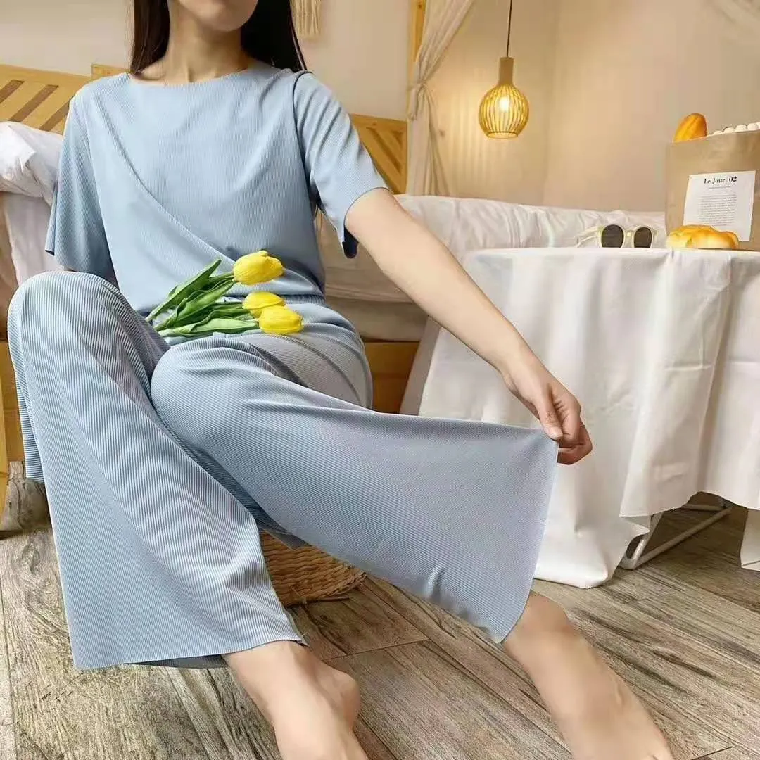 Pajamas Casual Sets Women Thin Trendy Plus Size Two-Piece Loungewear Sleepwear