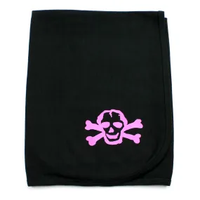Pink Scribble Skull Black Cotton Swaddling Receiving Blanket