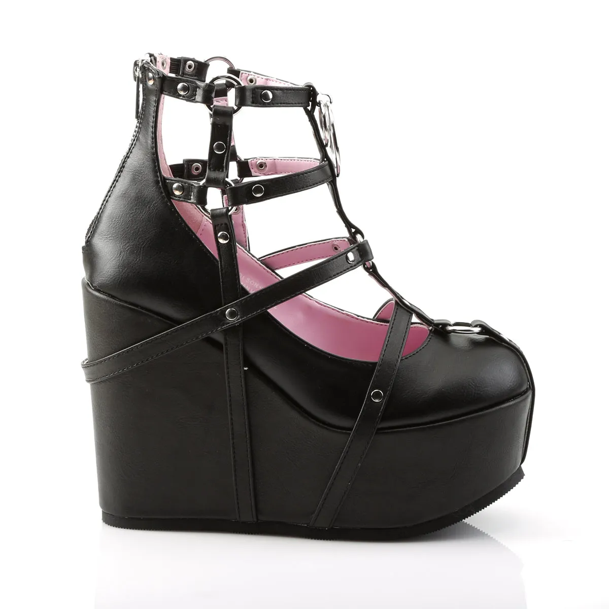 POISON-25-1 DemoniaCult Black Vegan Leather Sexy Women's Ankle Boots (Alternative Footwear)