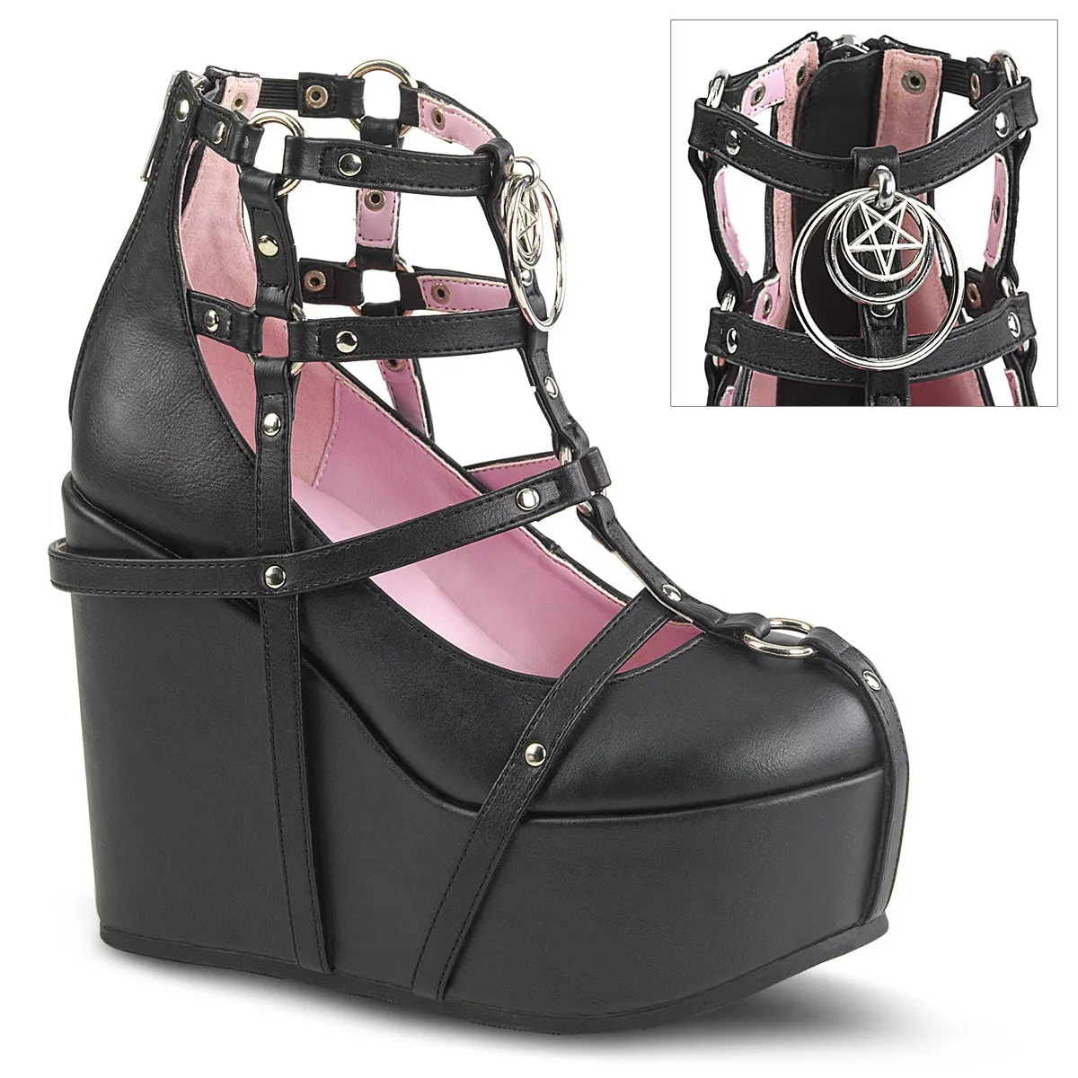 POISON-25-1 DemoniaCult Black Vegan Leather Sexy Women's Ankle Boots (Alternative Footwear)