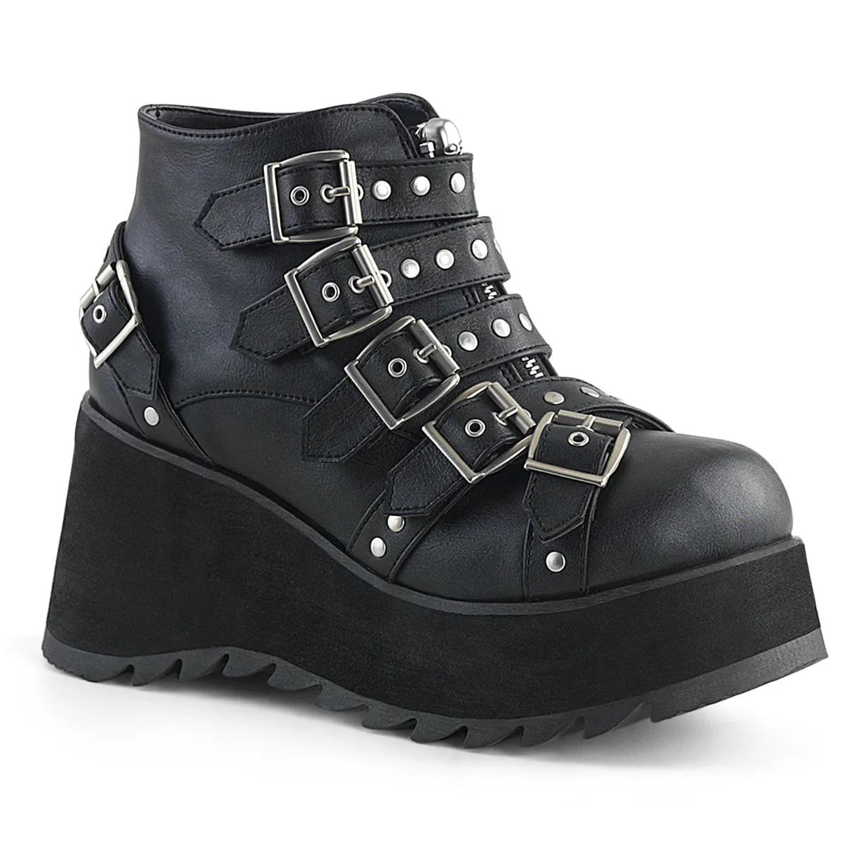 SCENE-30 DemoniaCult Black Vegan Leather Sexy Women's Ankle Boots (Alternative Footwear)