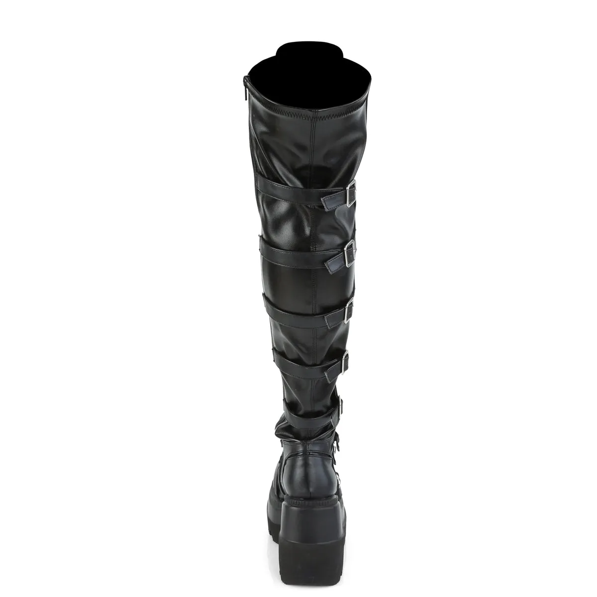 SHAKER-350 DemoniaCult Black Vegan Leather Sexy Women's Over-the-Knee Boots (Alternative Footwear)