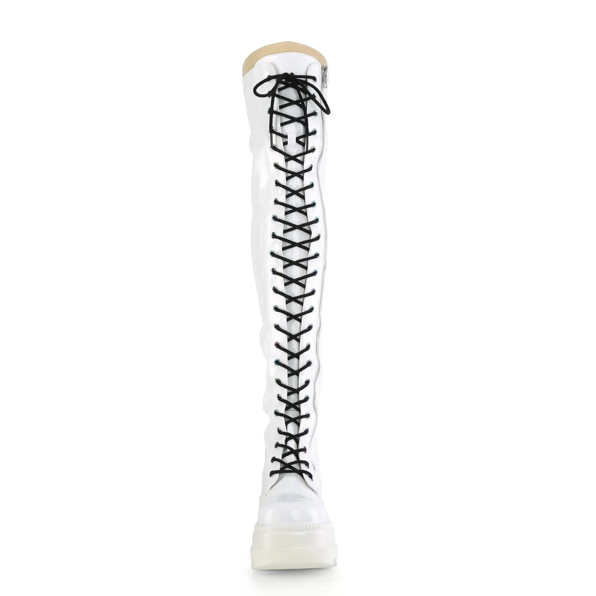 SHAKER-374 DemoniaCult White Hologram Sexy Women's Over-the-Knee Boots (Alternative Footwear)