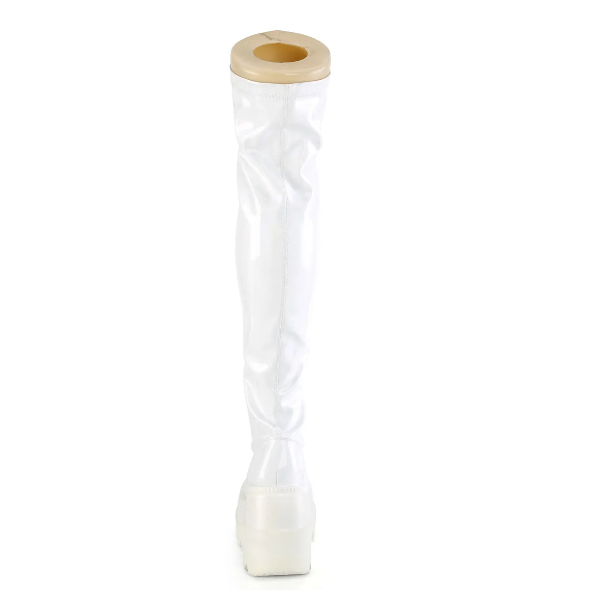 SHAKER-374 DemoniaCult White Hologram Sexy Women's Over-the-Knee Boots (Alternative Footwear)