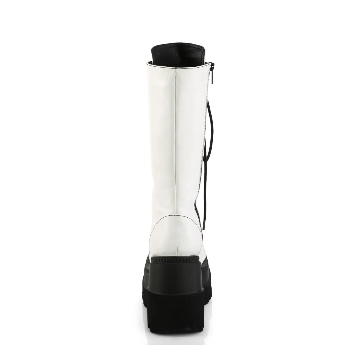 SHAKER-72 DemoniaCult White Vegan Leather Sexy Women's Mid-Calf & Knee High Boots (Alternative Footwear)