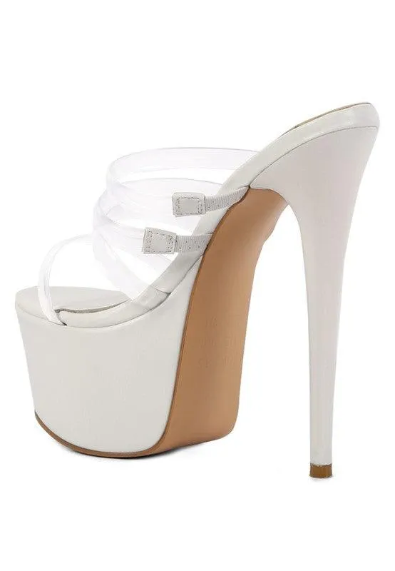 Shots Up Ultra High Heel Clear Straps Sandals