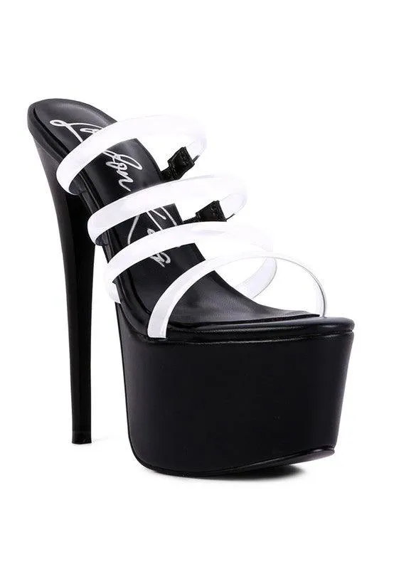 Shots Up Ultra High Heel Clear Straps Sandals