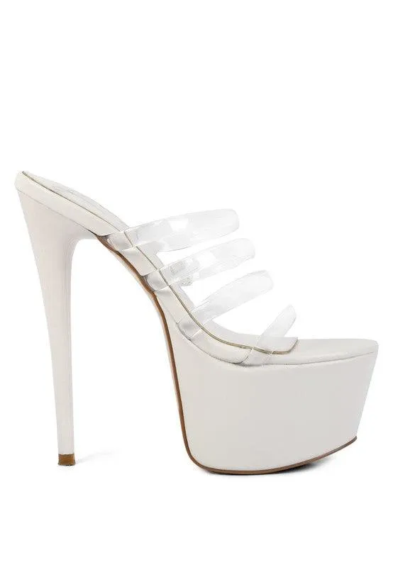 Shots Up Ultra High Heel Clear Straps Sandals