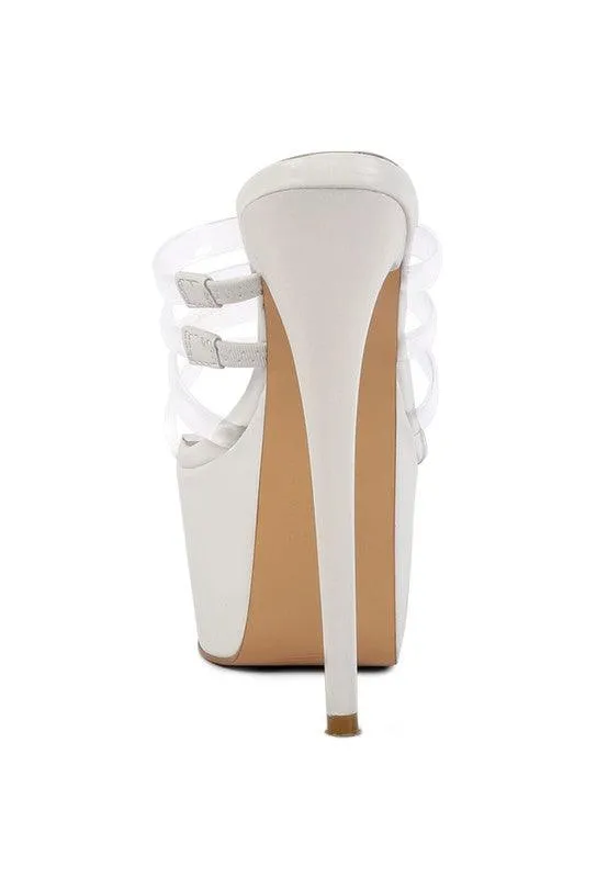 Shots Up Ultra High Heel Clear Straps Sandals