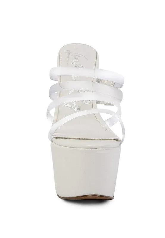 Shots Up Ultra High Heel Clear Straps Sandals