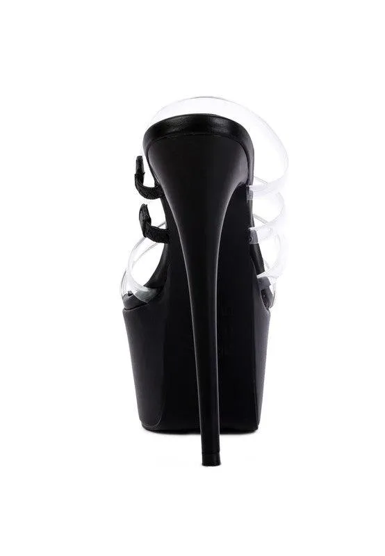 Shots Up Ultra High Heel Clear Straps Sandals