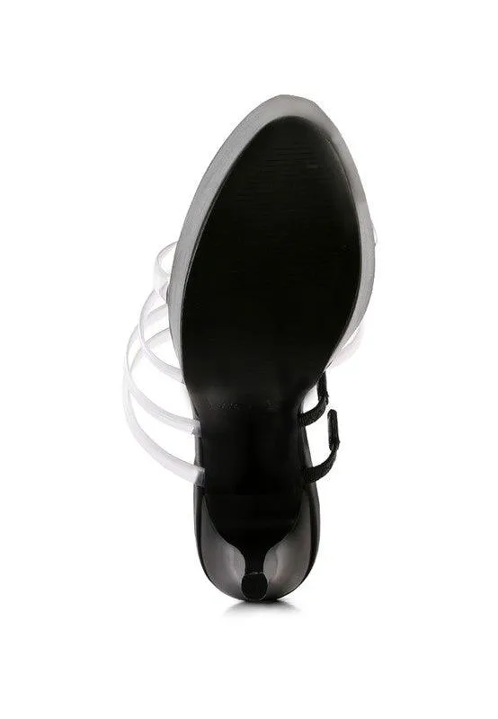 Shots Up Ultra High Heel Clear Straps Sandals