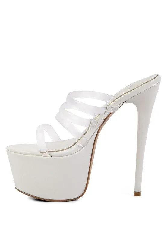 Shots Up Ultra High Heel Clear Straps Sandals