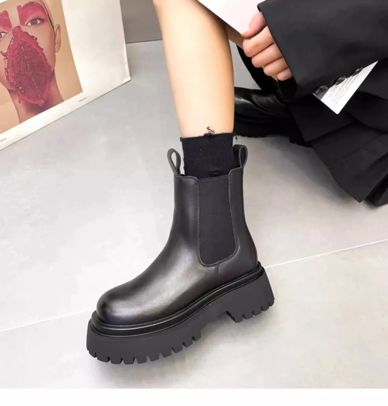 Sohiwoo New Thicken Winter Knight Boots Women Knee High Long Square Heel Boots Retro Thick Motorcycle Boots Black White Botas Mujer