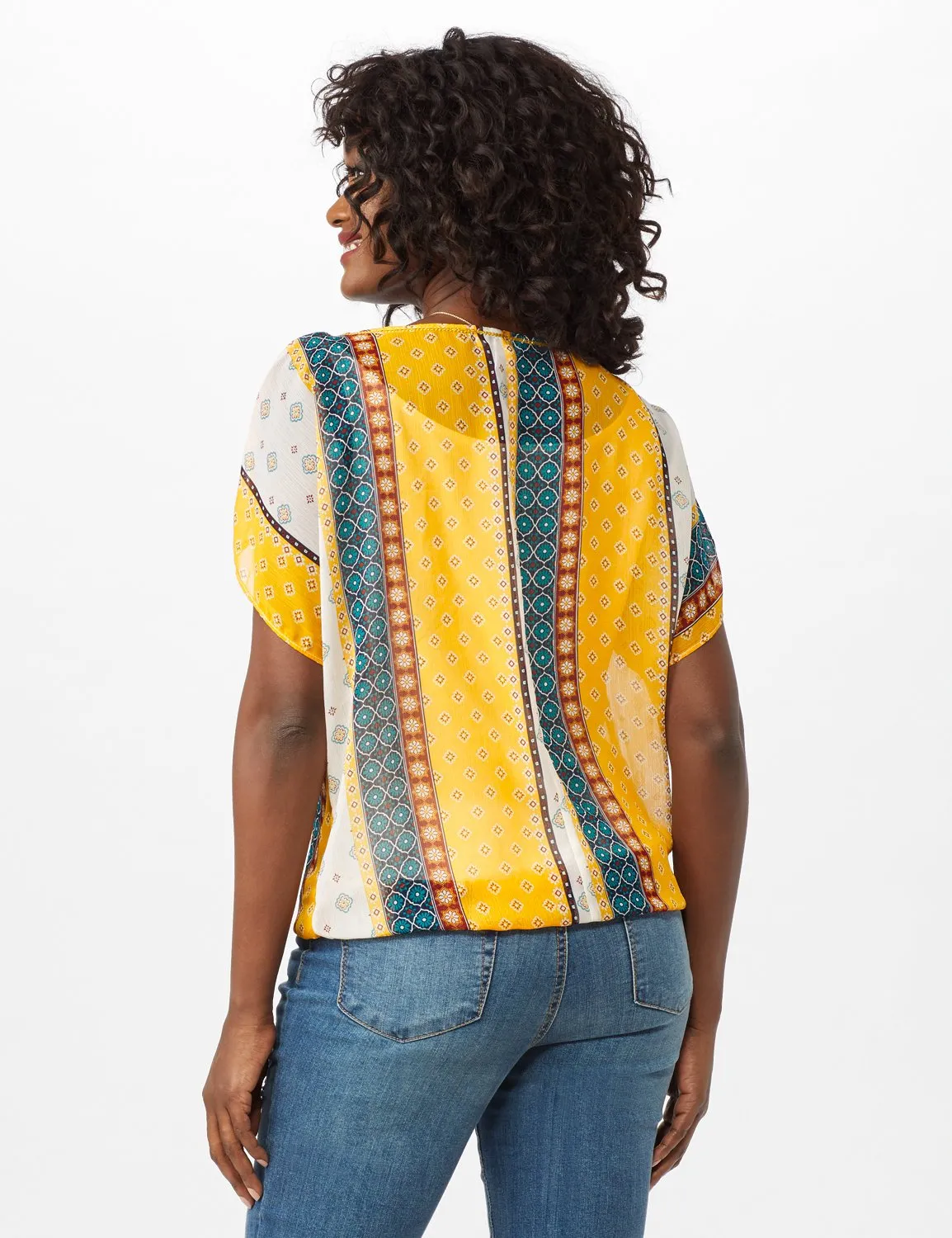 Striped Bubble Hem Top W/ Cami