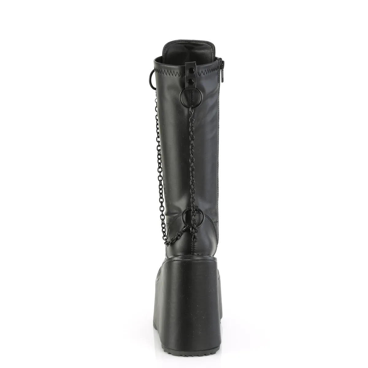 SWING-150 DemoniaCult Black Stretch Vegan Leather Sexy Women's Mid-Calf & Knee High Boots (Alternative Footwear)